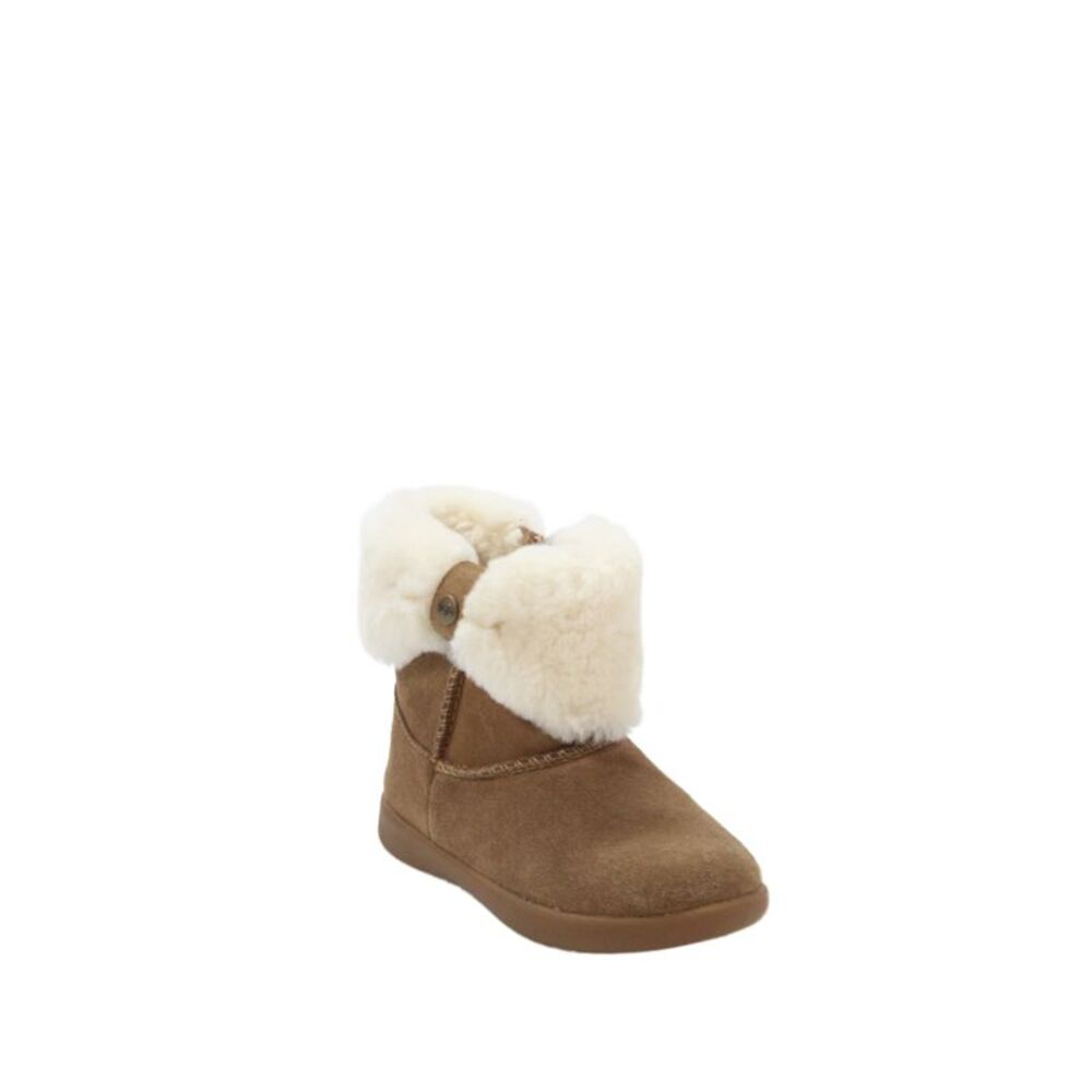 Ugg Childrens Girls Suede Zip Up Ankle Boots Brown White Size 8
